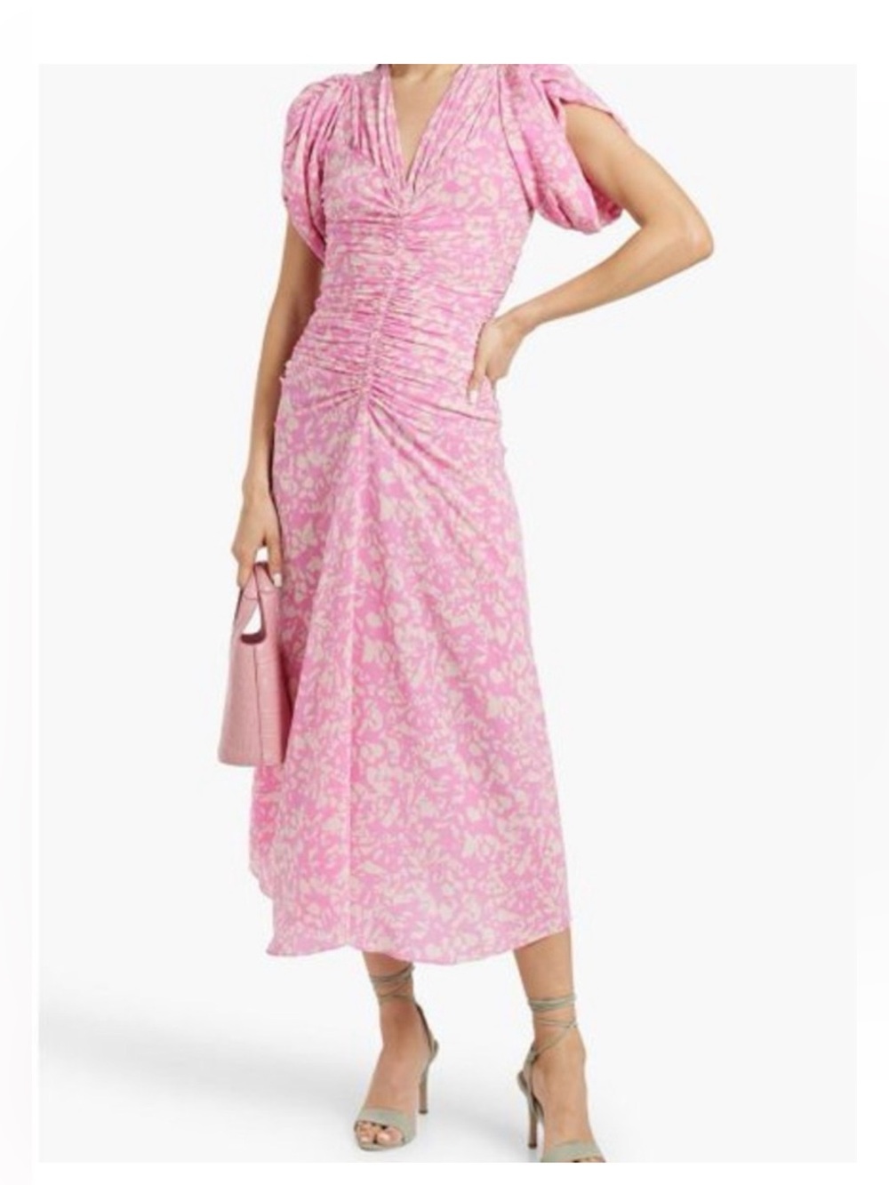 Isabel Marant Pink and Cream Floral Midi Dress